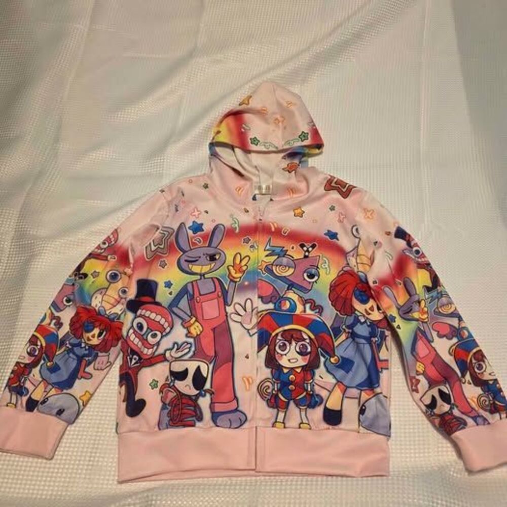 Cute Kawaii Cartoon Kids Zip-Up Hoodie Size 130(US 7-8) Colorful Rainbow Graphic